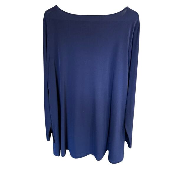 Susan Graver Modern Essentials Liquid Knit Tunic Blue 2XL XXL Relaxed Pockets - Picture 3 of 9